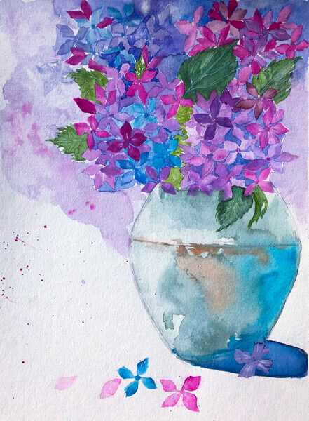 Hydrangea, 12.5 x 9.5 inches