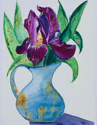 Iris and Vase, 12.5 x 9.5 inches