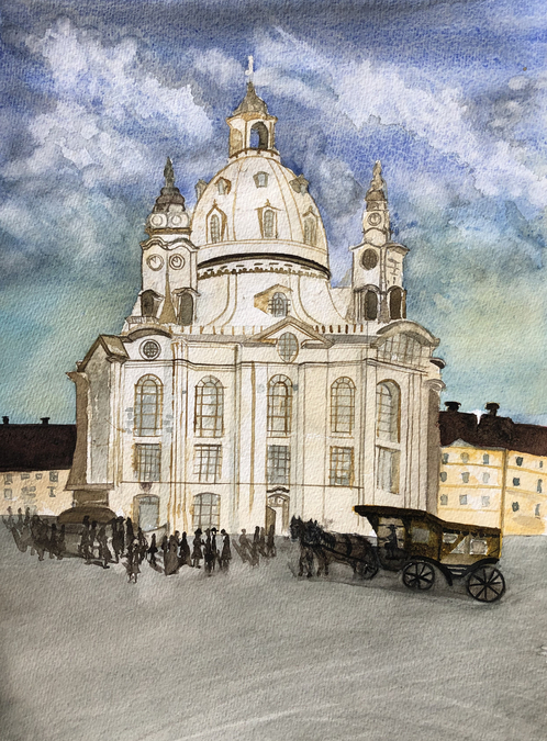 Women's Church Dresden, 15.75 x 11.75 inches sold